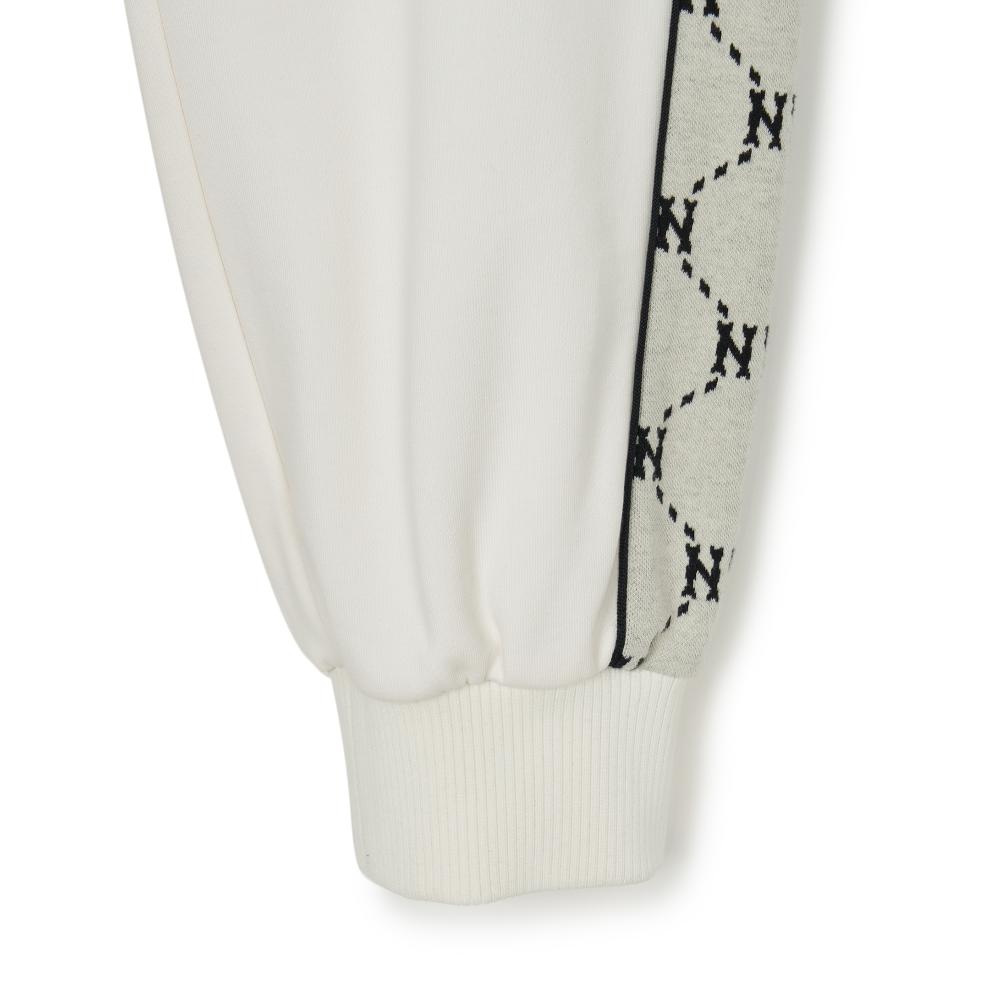 MLB New York Yankees FW24 Retro Patchwork Comfortable Simple Versatile Cuffed Casual Pants Unisex Bottoms Cream 3APTM0244-50CRS