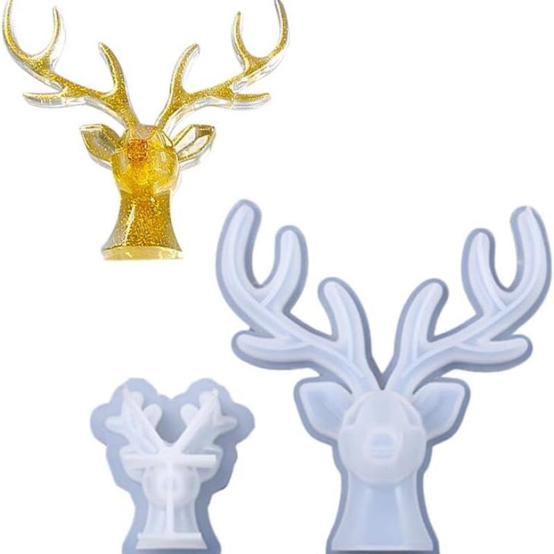 2 Pieces of Deer Antlers Ornament Silicone Mold DIY Gypsum Jewelry Storage Pendant Decoration Resin Mold Home Handicraft Casting