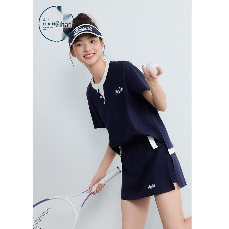 

ZIHAN Women s Faux Two-Piece T-Shirt & Shorts Set M