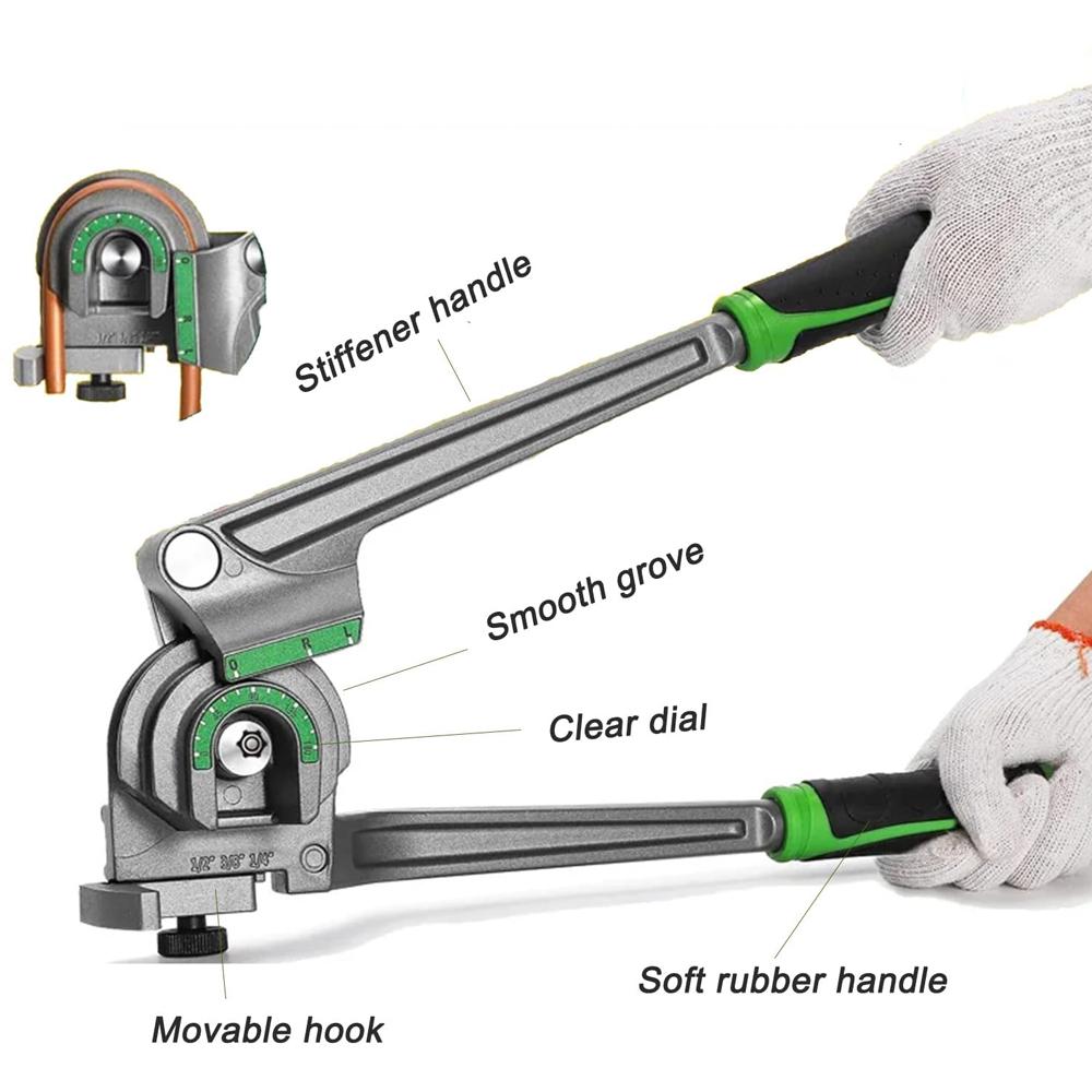 1/4” 3/8” 1/2” Außendurchmesser Manuelles Kupferrohrbieger, 3-in-1 Aluminiumrohrbiegewerkzeug für Klimaanlagen-Kältetechnik-Reparatur ST-612