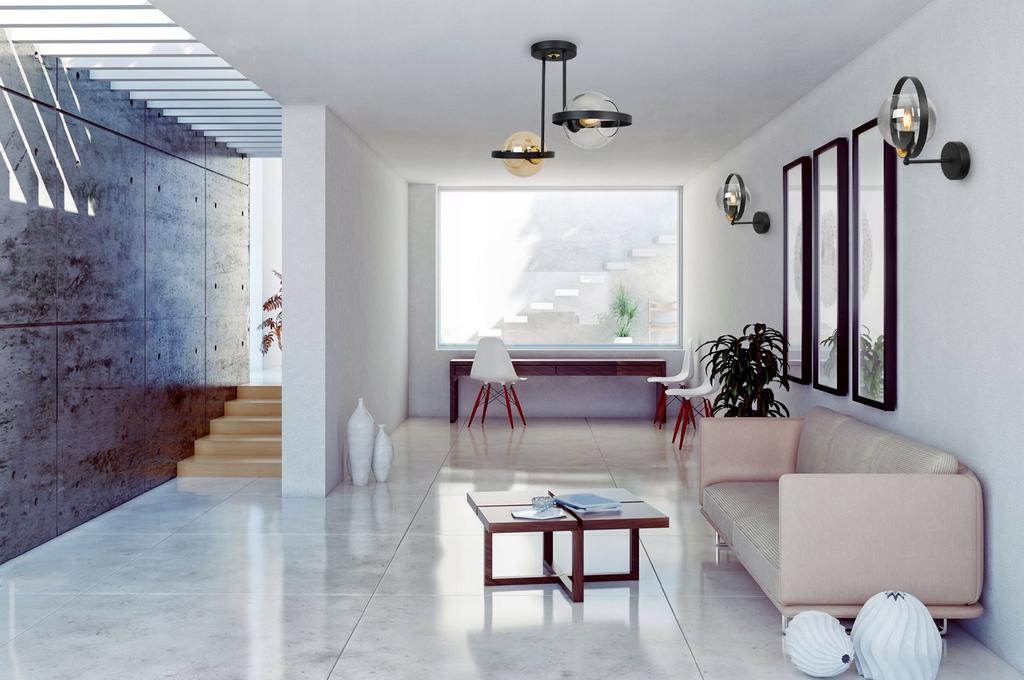 MODERN GLASS WALL LAMP GRAPHITE RING