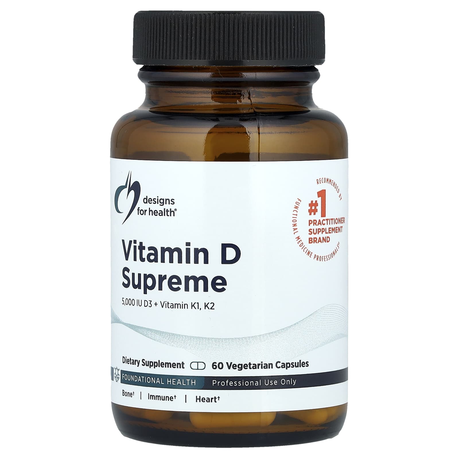 

Вітамін D Supreme, D3 + Вітамін K1, K2, 60 Вегетаріанських капсул