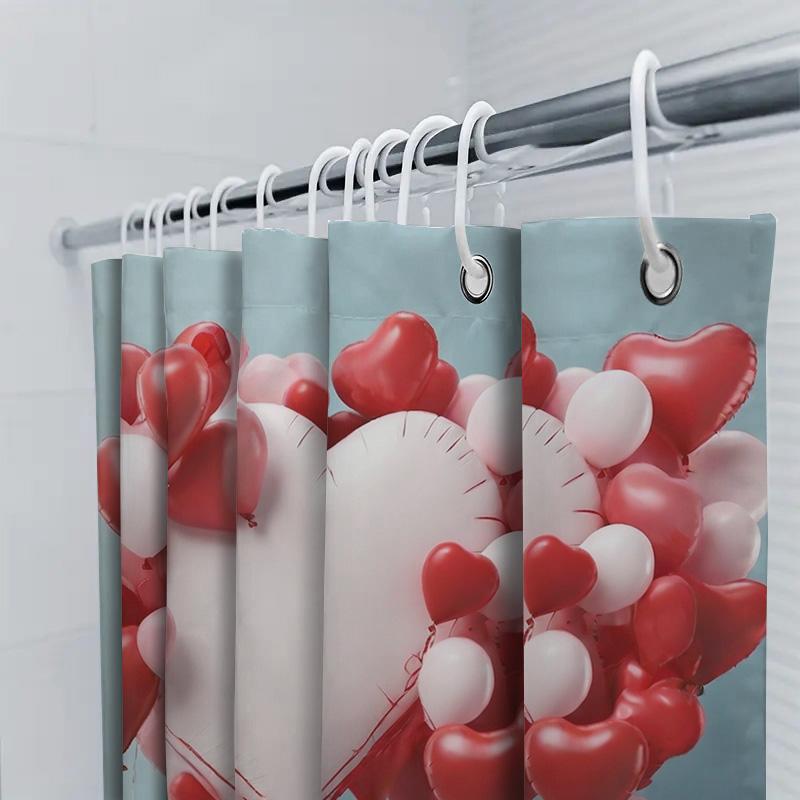 Heart Balloon Shower Curtain | Romantic and Festive Bathroom Decor