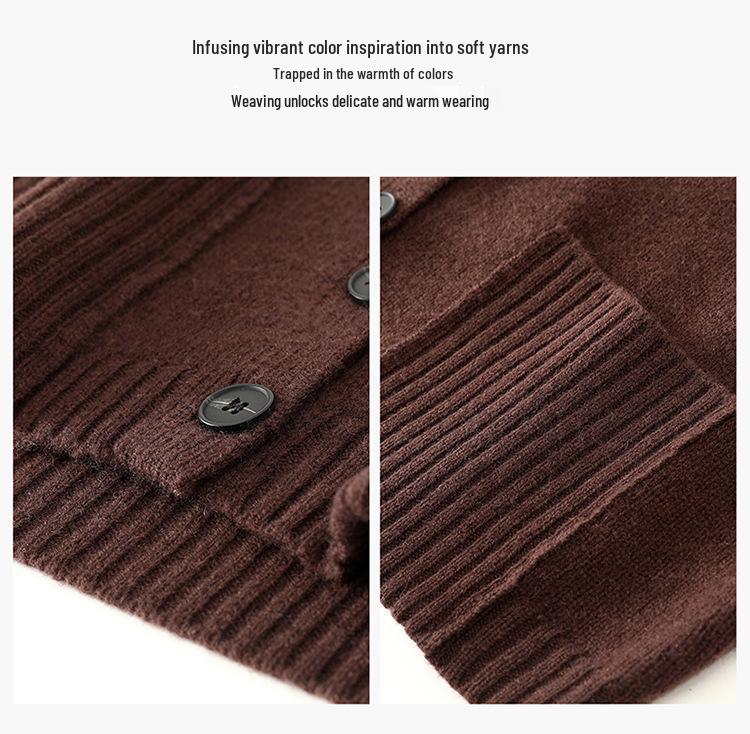 Damen Strickweste aus reiner Wolle - Rundhals-Cardigan mit Taschen für Herbst/Winter zum Schichten
