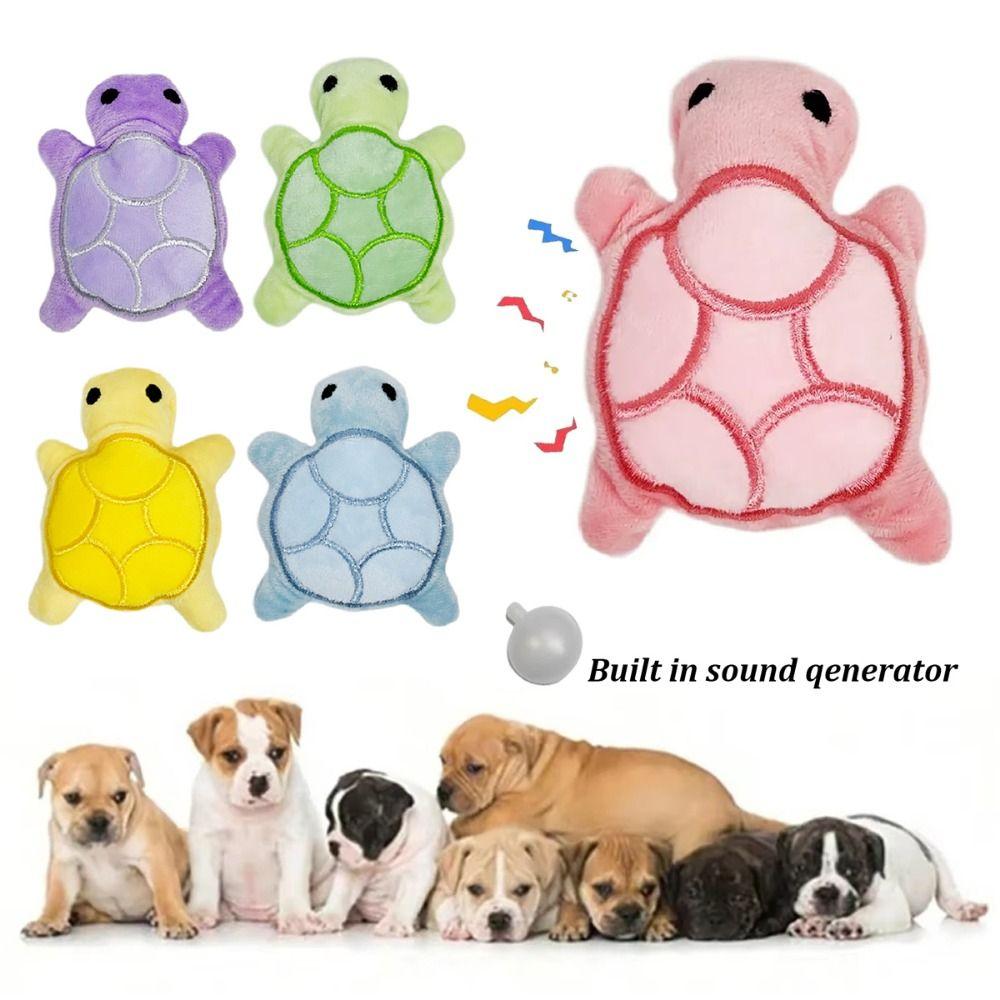 Cute Fleece Turtle Dog Toy Bite Resistant Interactive Pet Teeth Grinding Chew Toy Fun Play Mini Squeaky Puppy Toy Cat & Dog