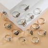 15-teiliges koreanisches Retro-Liebes-Öltropfen-Totenkopf- und Schmetterlingsspinnen-Ringset