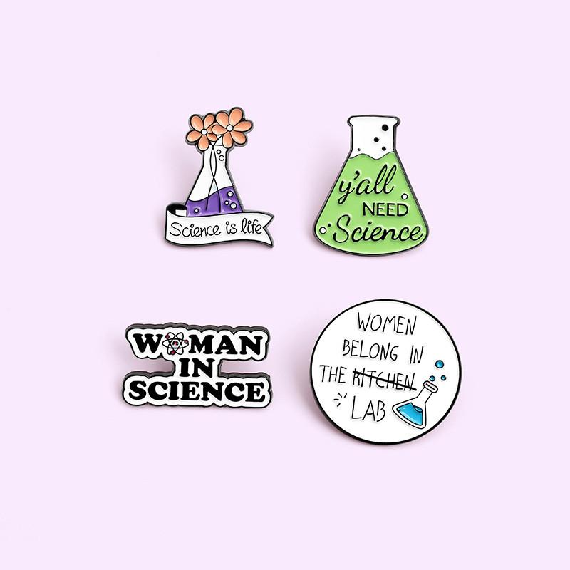 Cartoon Creative Unique Chemistry Experiment Beaker Alloy Badge Brooch For Men Women And