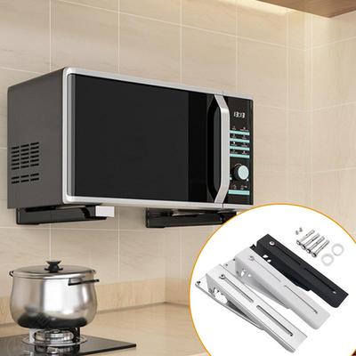 Prateleira Expansível para Micro-ondas em Aço Inoxidável Organizador de Cozinha Prateleira de Parede para Forno Suporte Universal de Parede