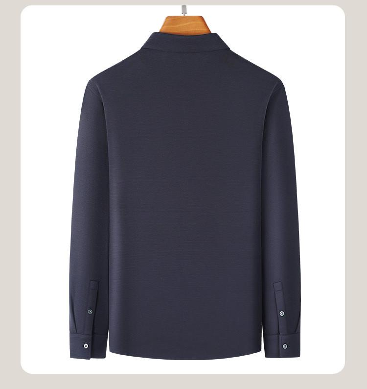 [Modal+Mulberry Silk+Cashmere] Dark Striped Jacquard Long-sleeved Shirt for Men's Casual Base