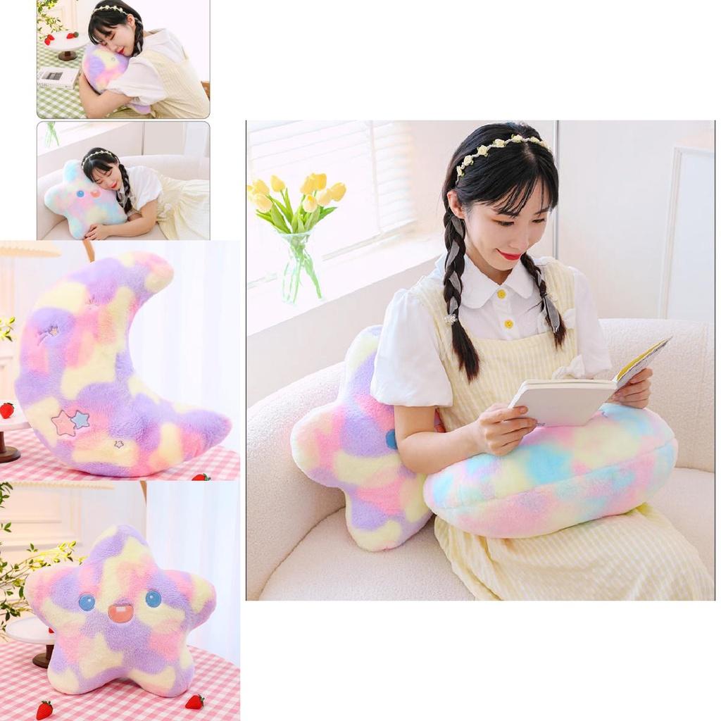 Cute Plush Moon And Star Sleeping Pillow For Girls