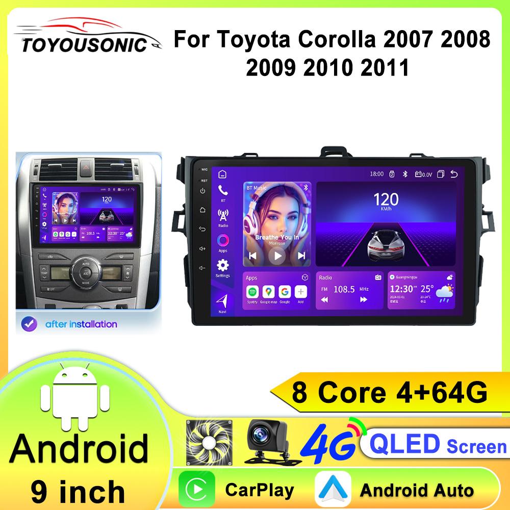 Android 13 2Din Car Radio Multimedia Video Player for Toyota Corolla 2007-2011 Navigation Carplay Stereo Head Unit 9" Autoradio
