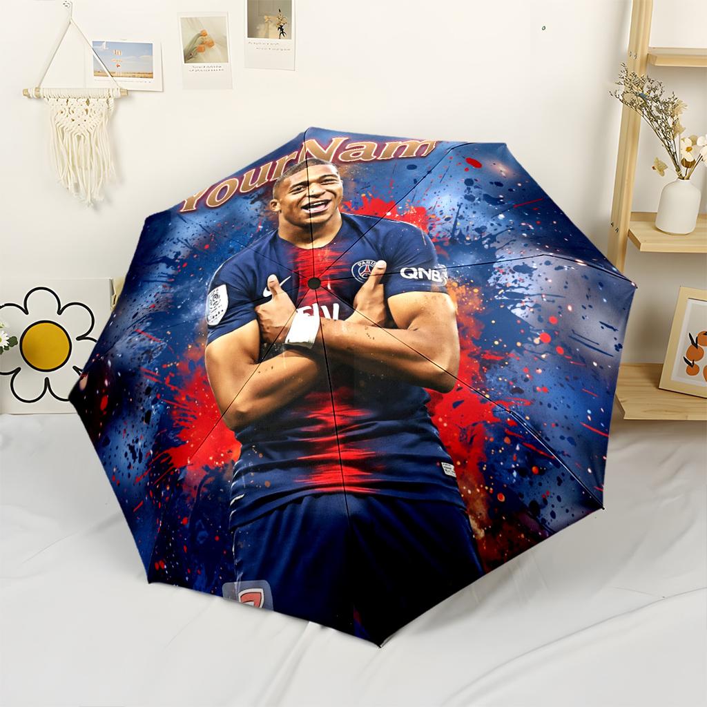Mbappe Customizable Name Umbrella Outdoor Automatic Umbrella Sturdy 8-Rib Shaft Compact Design Perfect for Outdoor Adventures Fashionable Accessory