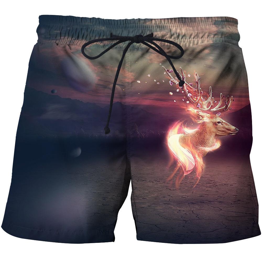 Herren Sommer Elchmuster Strandhose 3D Digital bedruckte Sporthose
