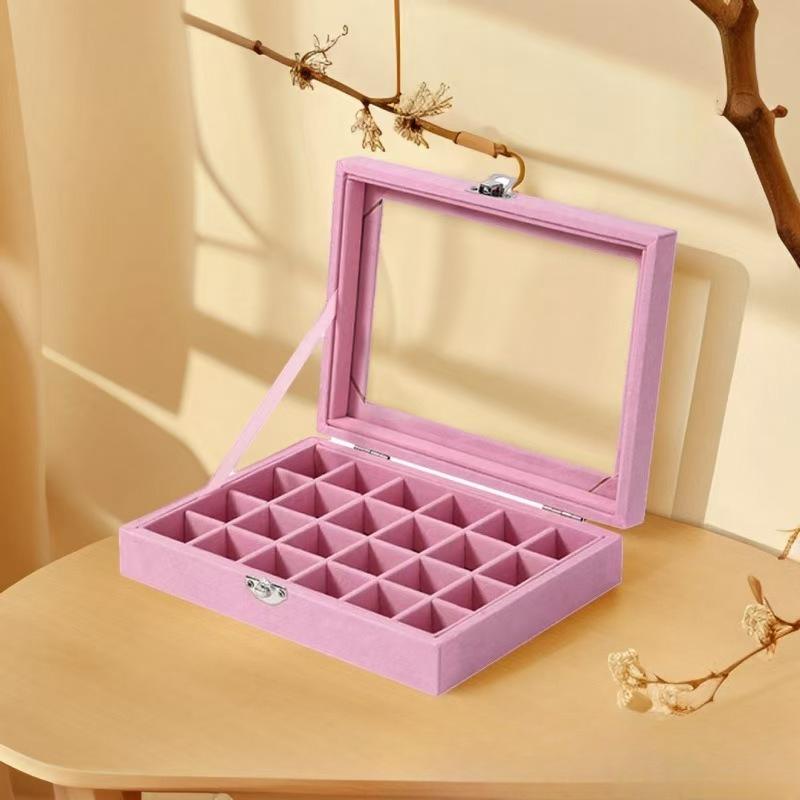 24-grid Large-capacity Jewelry Box, Flannelette Jewelry Box, Storage Box for Rings, Necklaces, Jewelry and Earrings