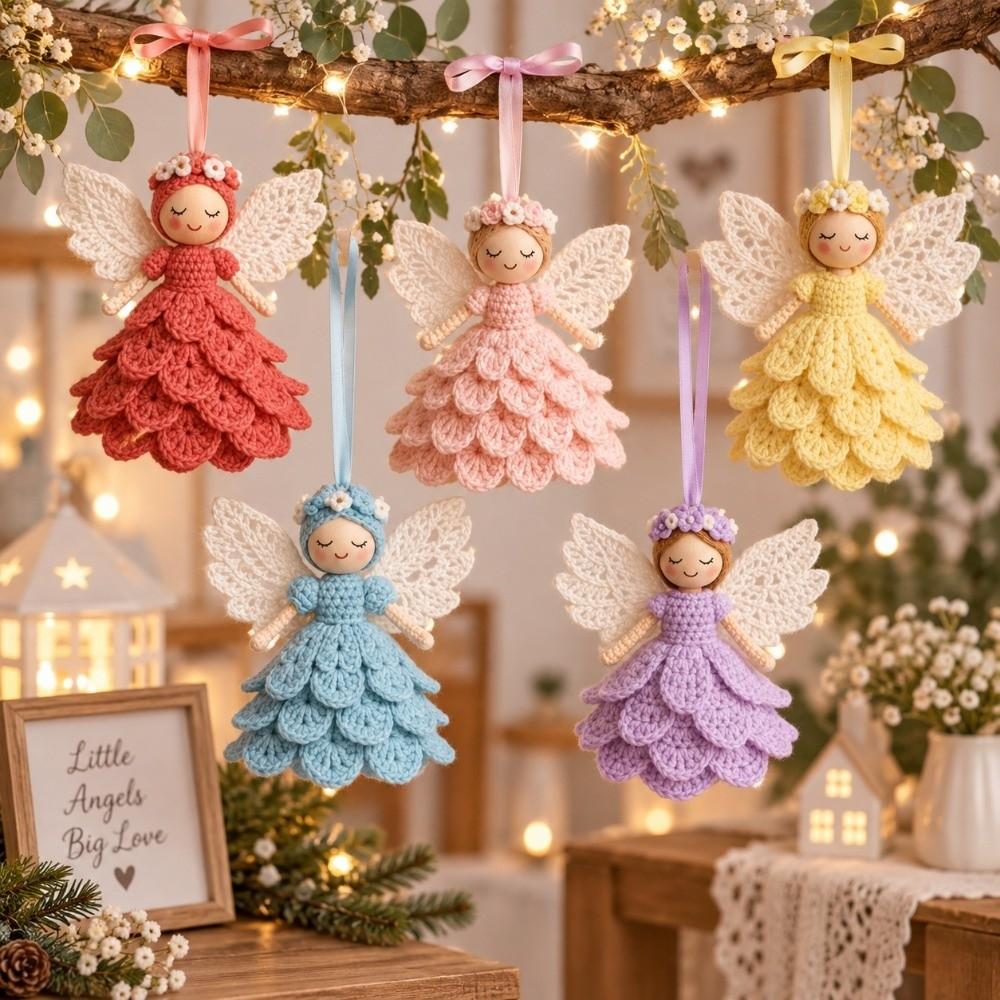 Cute Crochet Angel Ornament Kit Handmade Knitted Angel Pendant DIY Crochet Kit  Holiday Decor