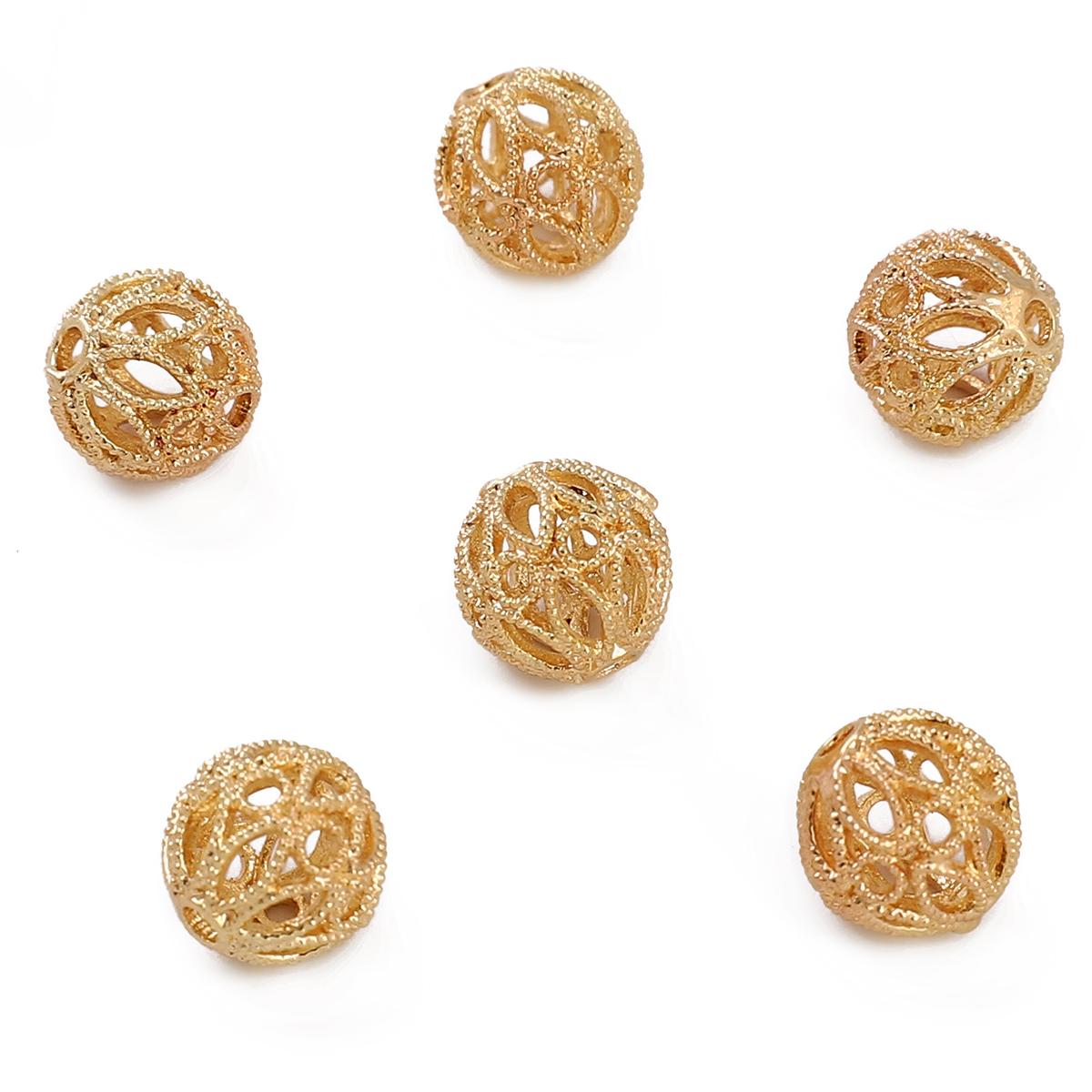 

Медная полая вышитая шариковая перегородка из бисера для изготовления ювелирных изделий своими руками, аксессуары для рукоделия 10mm