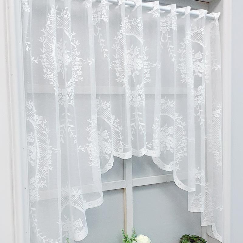White Lace Short Curtain Aesthetic Lace Curtain French Balcony Half-curtain Living Room Screen Window Curtains Home Supplies