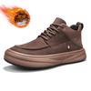 Winter high-top men's casual shoes leather surface velvet thickened warm cotton shoes outdoor trend sports platform shoes