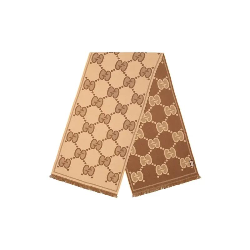 GUCCI Gg Wool Jacquard Scarf (Unisex) Knit Scarves 581537 3G200 9764