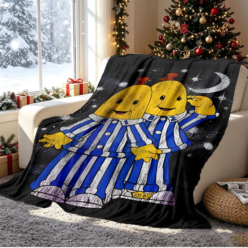 Bananas in Pyjamas Pattern Blanket for Home Decoration, Bed, Sofa, Car Travel, Camping, Suitable for All Seasons, Birthday Christmas Gift