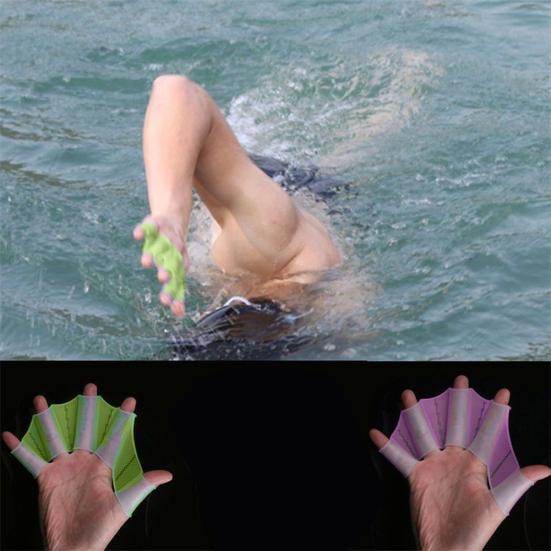 1 Pair Children Adult Silicone Hand Paddle Flippers Swimming Webbed Gloves Dive
