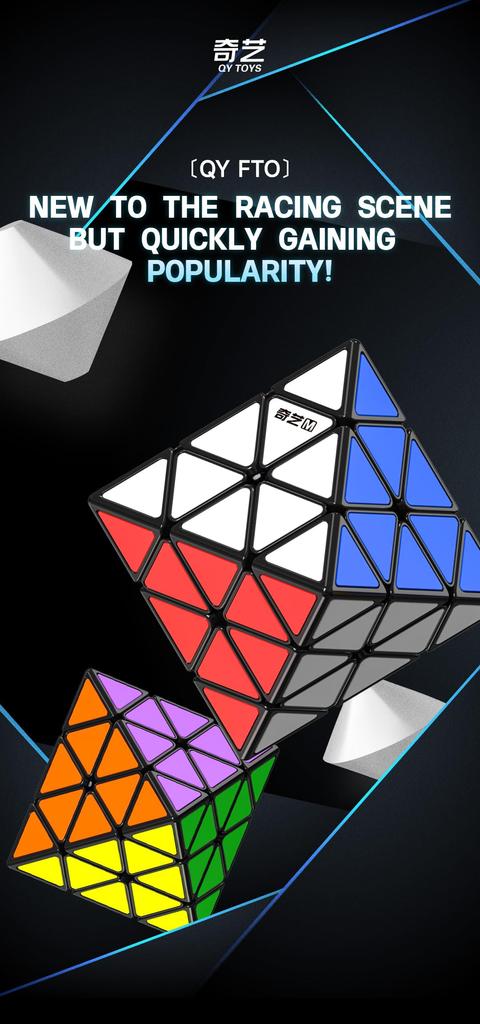 QY FTO [Authentic/Pouch Included] Octahedron Puzzle, Stickerless 3D Puzzle (No Magnets)