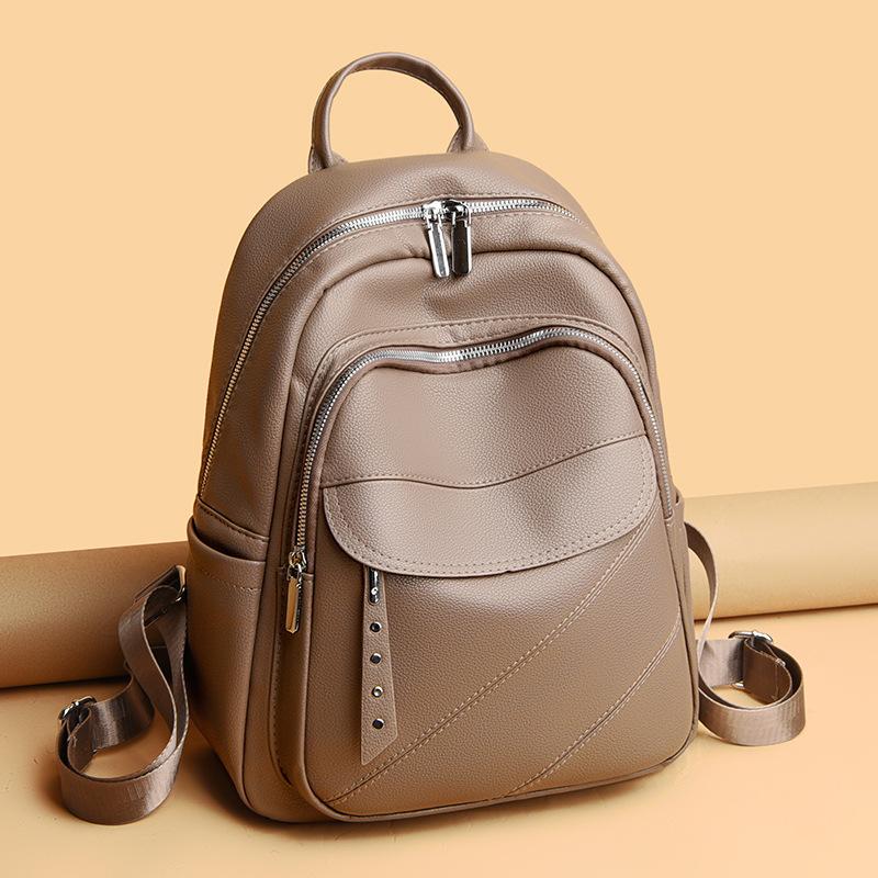 Backpack for Girls, Korean Version, New Fashionable Soft Leather Travel Bag, High-quality Student PU Backpack