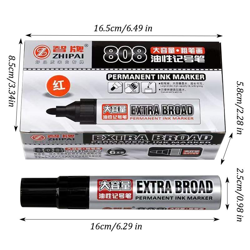 3color Large-Capacity Marker,3mm Round Toe,Oil-Based Big-Ended Marker Pen,Refillable ink,Waterproof,Non-Erasable