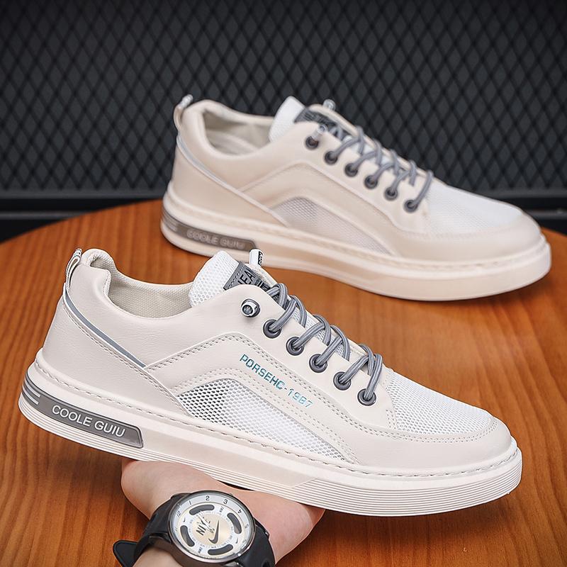 

Men s shoes new hollow white shoes summer breathable sports shoes casual Korean version trendy fashion mesh shoes men s board shoes 44 бежевый