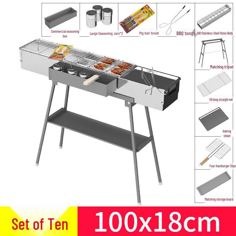 Thickened Stainless Steel Charcoal BBQ Grill