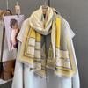 Orange Geometric Pattern Imitation Cashmere Scarf & Shawl – Versatile, Warm, Autumn/Winter Wear