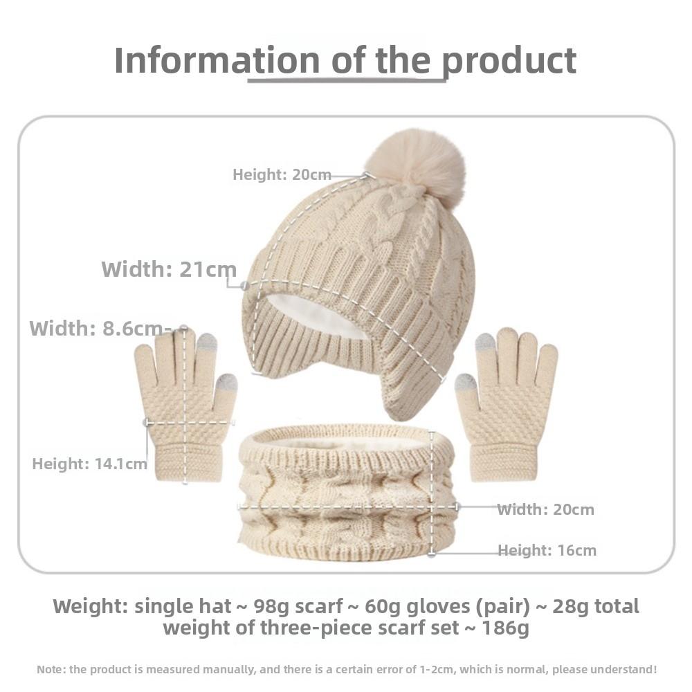 Winter Toddler Bonnet Kids Warm Pompom Knitted Hats New Hat Scarf Gloves Set  Children's Outdoor