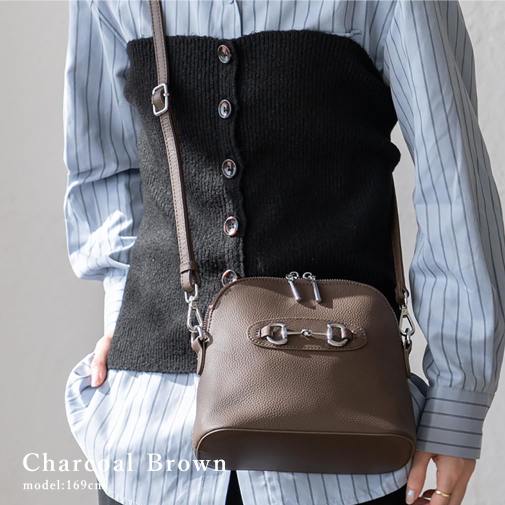 VITAFELICE Echte Leder Mini-Umhängetasche für Damen, sib-20053n (Kohlebraun)