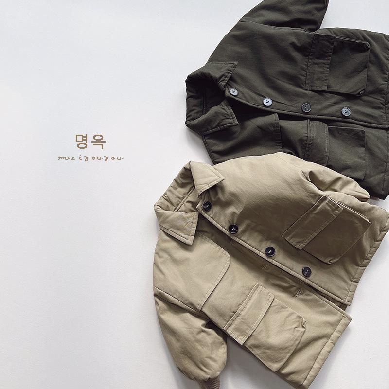 Kids Unisex Harajuku Style Thicken Mid Length Windbreaker Coat Winter Warm Outerwear