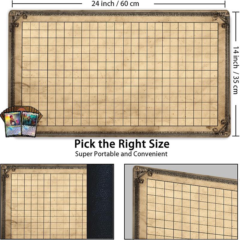 Vintage Grid Tabletop Game Mat Magic Party Game Mat Durable Rubber for Games 35X60cm Mouse Pad Offices Desk Mats Friendly Design