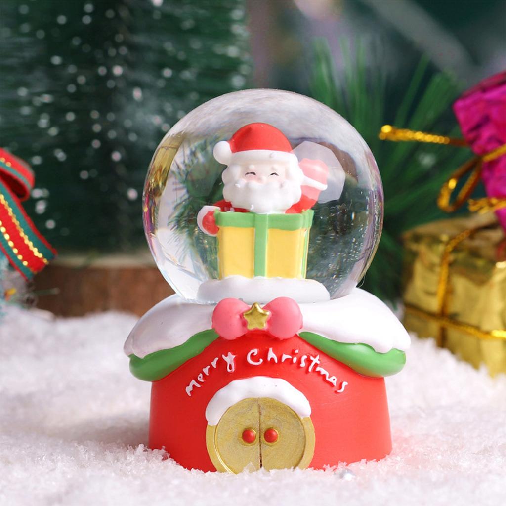 Christmas Crystal Ball Lighting LED Musical Snow Globe Cute Ornament Cartoon Christmas Gift Decoration Home Office Desk