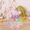 Easter Wooden Hanging Sign for Front Door Decor Happy Easter/Spring Sign Door Hanger Easter Wooden Wreath for Outdoor