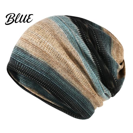 Versatile Lazy Style Hair Tie Women's Geometry Print Slouchy Hat Casual Soft Stretch Skull Colorful Geometric Pattern Hat Cap Warm Cancer
