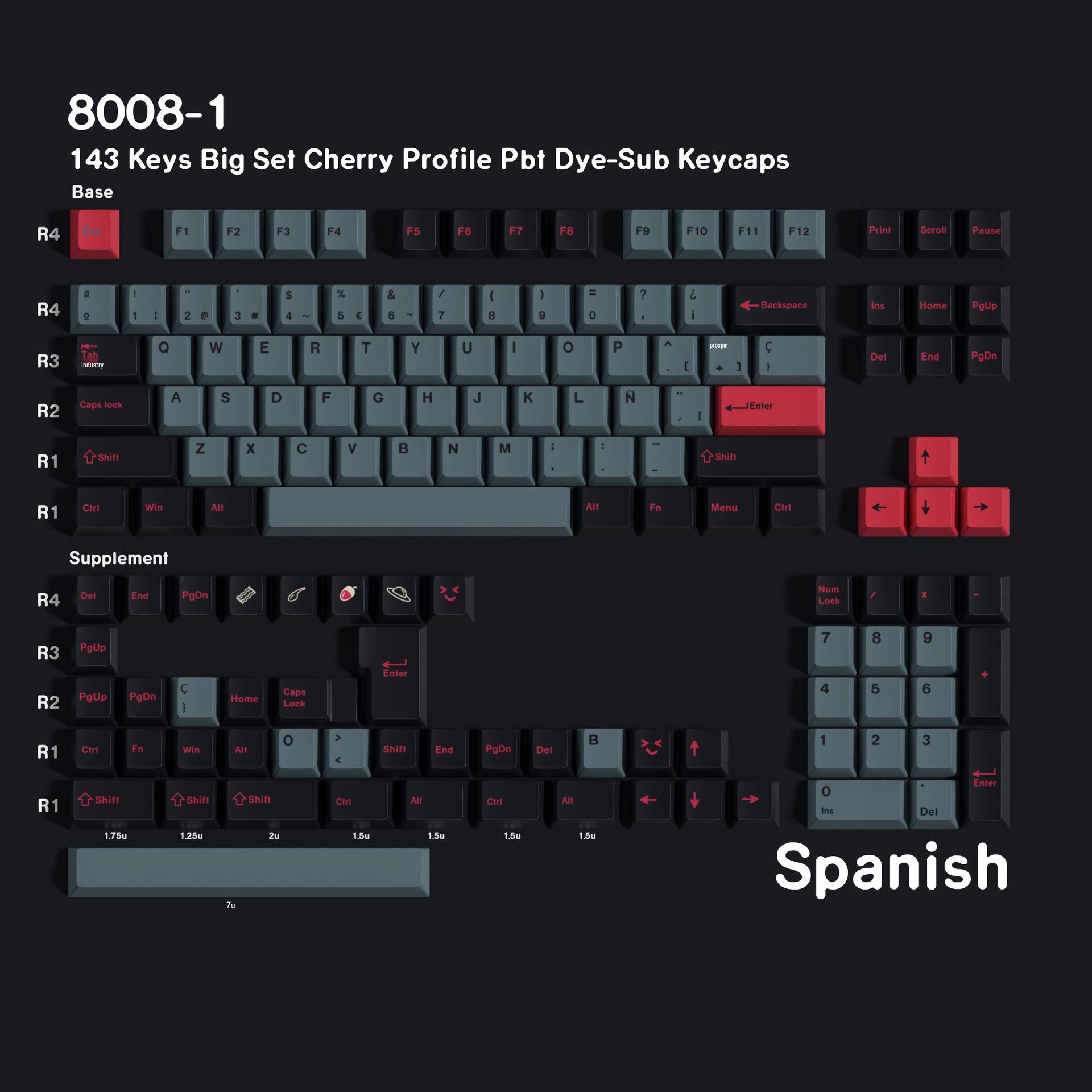 

8008 Five-Sided Dye-Sub PBT Keycaps in Cangjie, Arabic, Korean, German, French, Spanish, Russian - GMK Style Replica