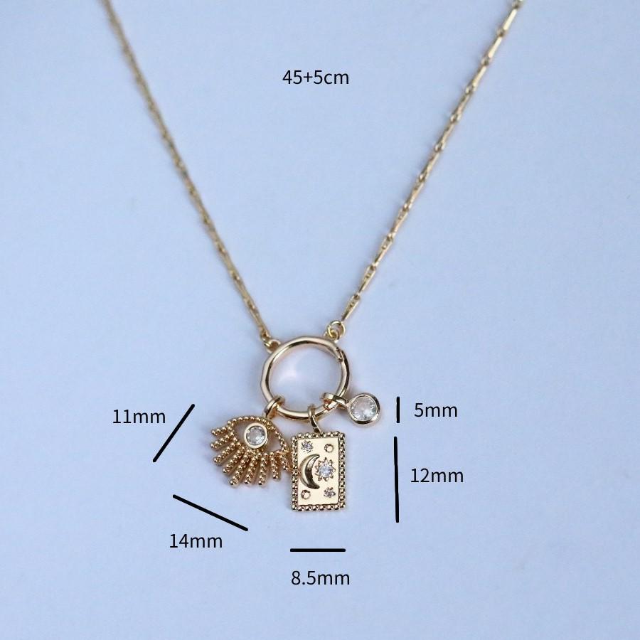 Classic Elements Sun, Moon, and Demon Eye Zodiac Stone Necklace for Women - Artistic Retro Design