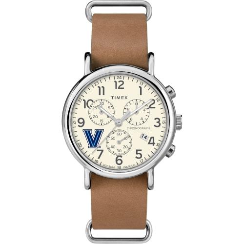 Timex Tribute Men's College Weekender Chrono 40mm Quartz Watch with Leather Strap, Villanova Wildcats