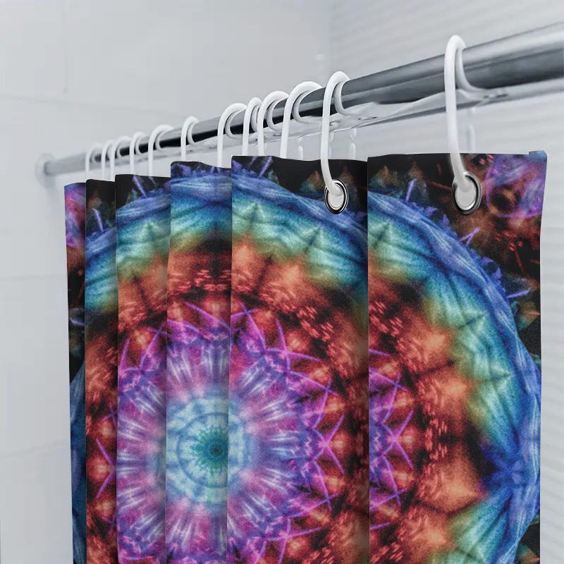 Mystic Mandala Shower Curtain Blue Purple Pink Green Red Bathroom Decor