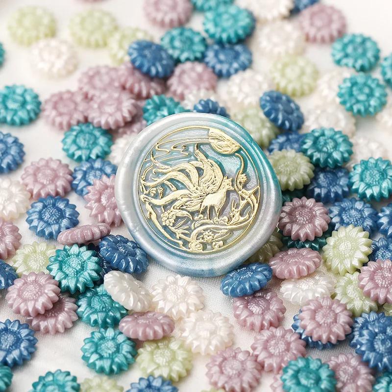 500g Cute Beautiful Mixed Color Sunflower Sealing Wax Particles  for Invitation Envelope Sealing Craft Decoration
