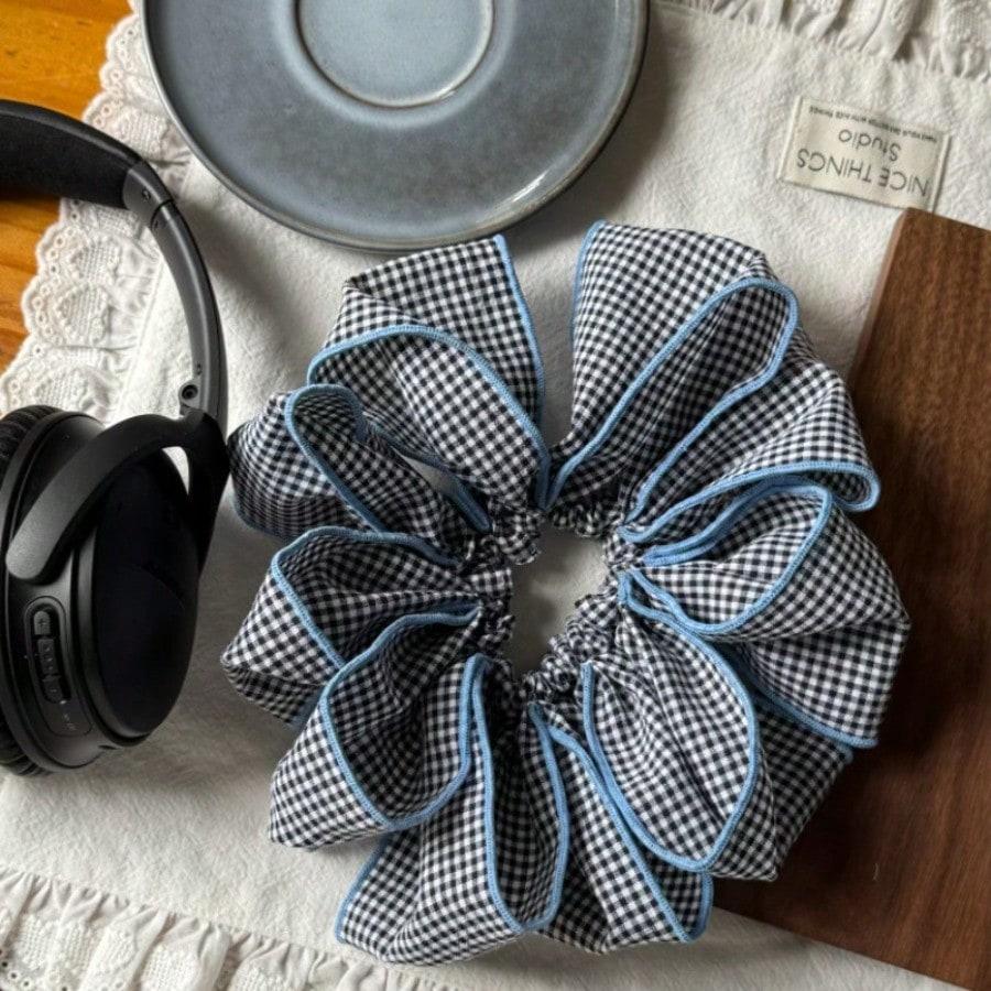 Korean Sweet Plaid Large Intestine Hair Band New Temperament French Low Ponytail Hair Tie Headrope Hair Accessories Women