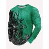 Vintage T-Shirt Animal Print Long Sleeve Tee Hunting Round Neck Shirt Fashion Spring Autumn Pullover Top Casual T Shirts for Man