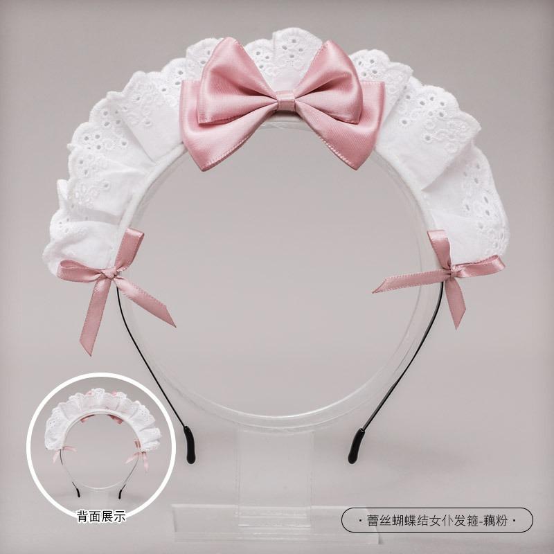 A handmade two-dimensional olita headdress, lolita hair accessories, lace bow, maid headband.