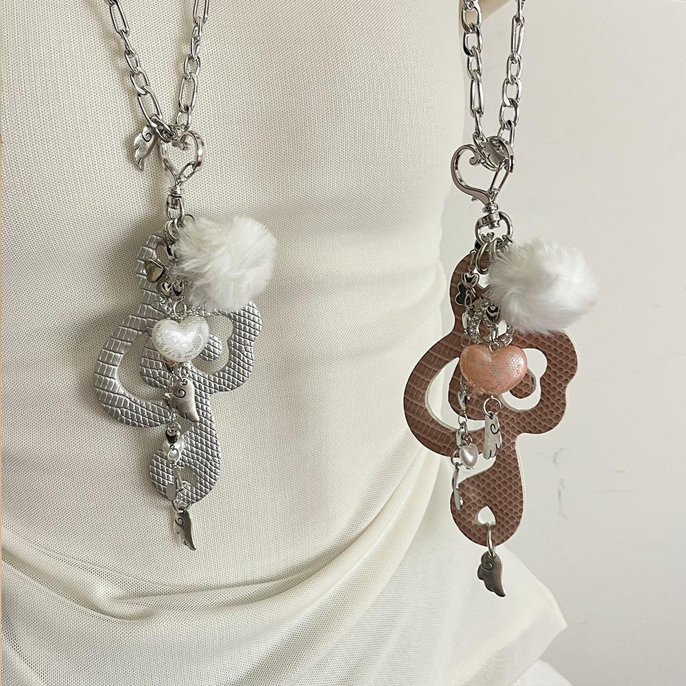 Harajuku Musical Notes Necklace Y2K Furball Wing Chain Choker Heart Pendant Necklace  Subculture