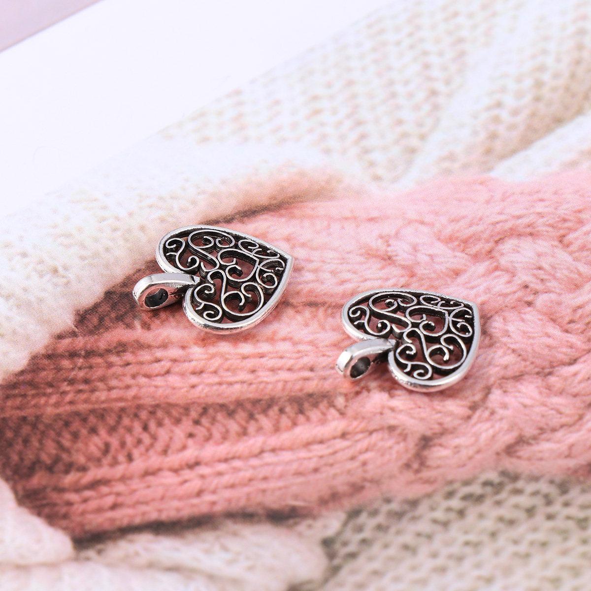 

50Pcs Heart Pendant Hollow Alloy Metal Charms DIY Necklace Earrings Accessories Handmade Jewelry Findings for Women Fashion срібний