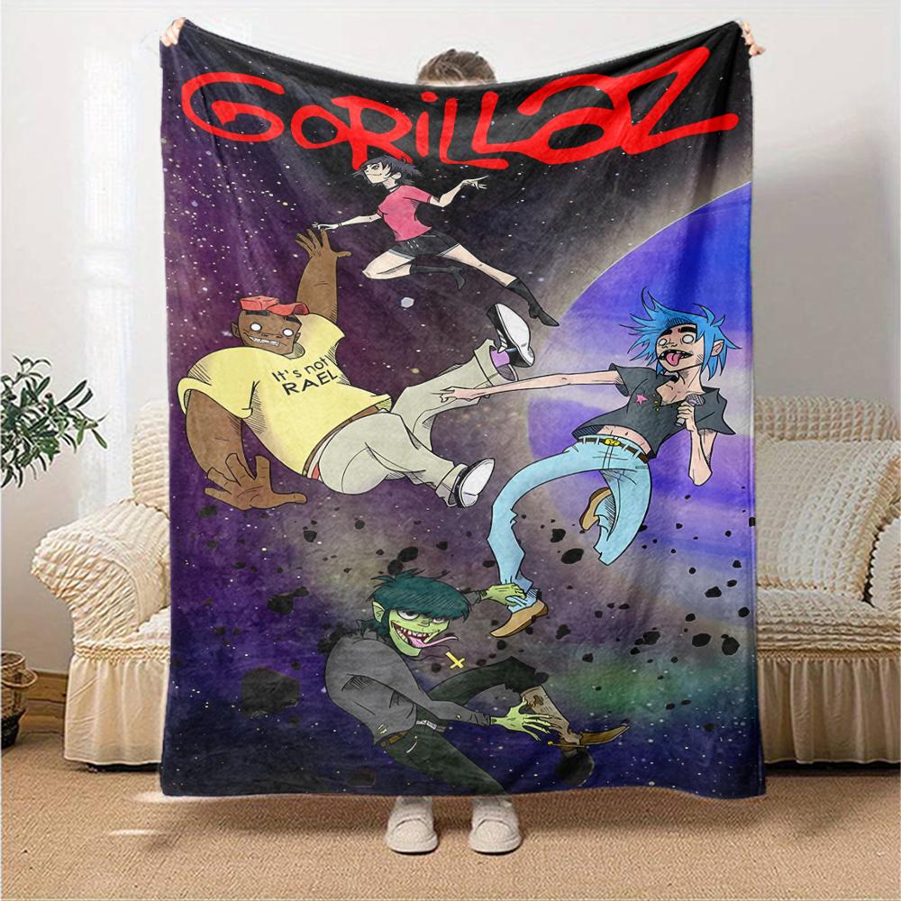 1pc Blanket - Gorillaz band Print Design,Lightweight Blanket for Sofa,Bed- Soft &Warm,Gift for All Seasons