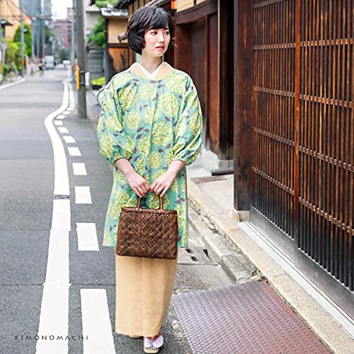 Kyoto Kimonomachi Long Apron "Green Blue Bouquet